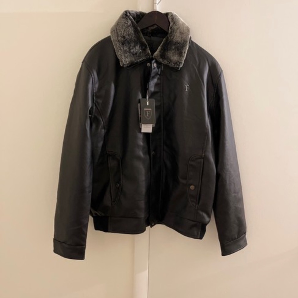 F-Collection Mens Leather Jacket Large